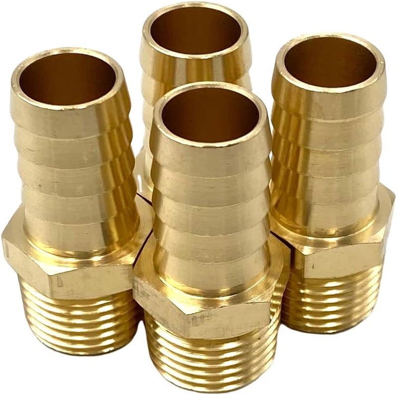 Bumugufu 4 Pcs 1/2" NPT to 5/8" Barb Air Hose Adapters, 5/8" Barb x 1/2" NPT Male Thread Brass Metals Adapter Connector for Compressor, Fuel, Oil, Gas and Air - Image 4